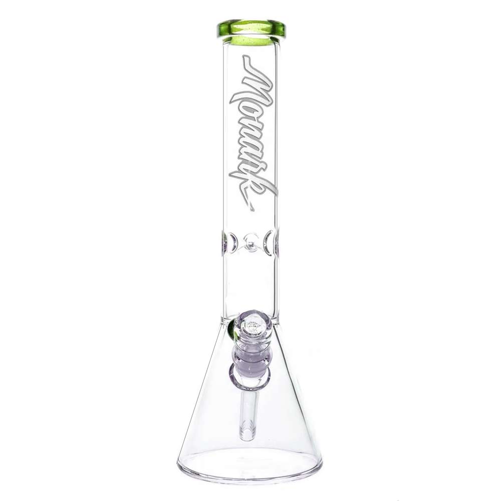 Monark Glass 14" Beaker Bong With green 